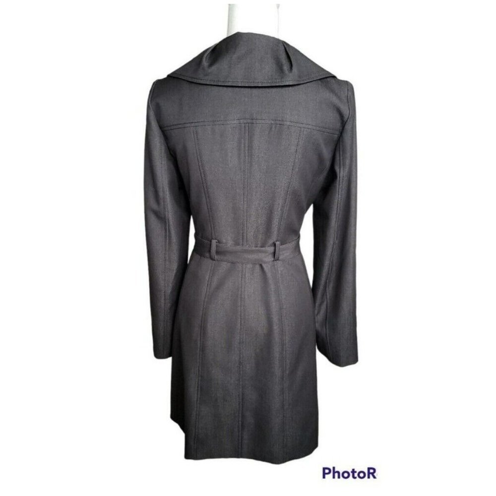 TAHARI Womens Black Long Sleeve Full Zip Belted Trench Coat Small - Picture 3 of 7